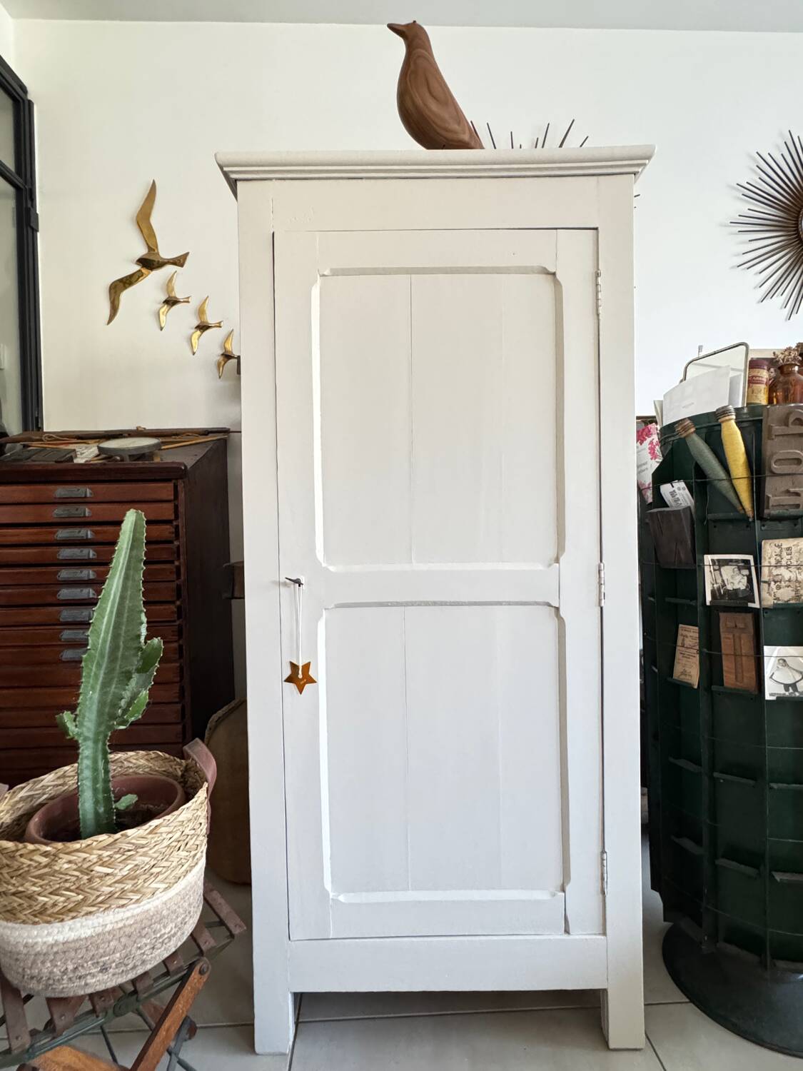 Antique vintage white Parisian wardrobe