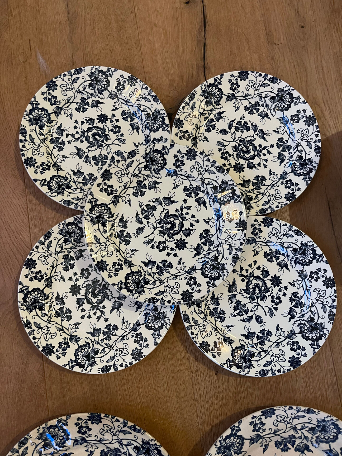Blue floral earthenware dessert plates