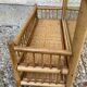Vintage rattan wall shelf with mirror