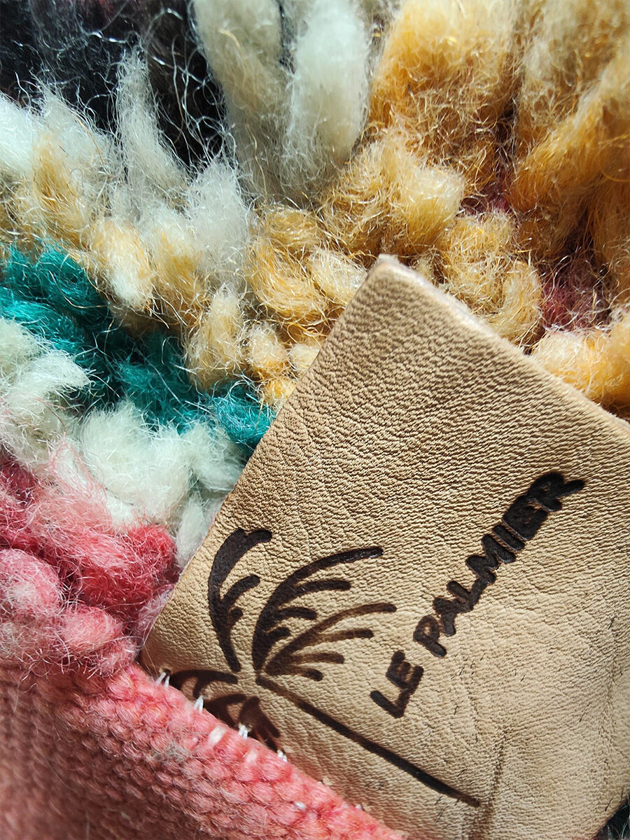 Vintage kilim Moroccan wool Berber ottoman 1970