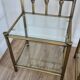 Old pair of glass and brass bedside tables, 80s