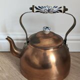 Dutch copper and porcelain teapot