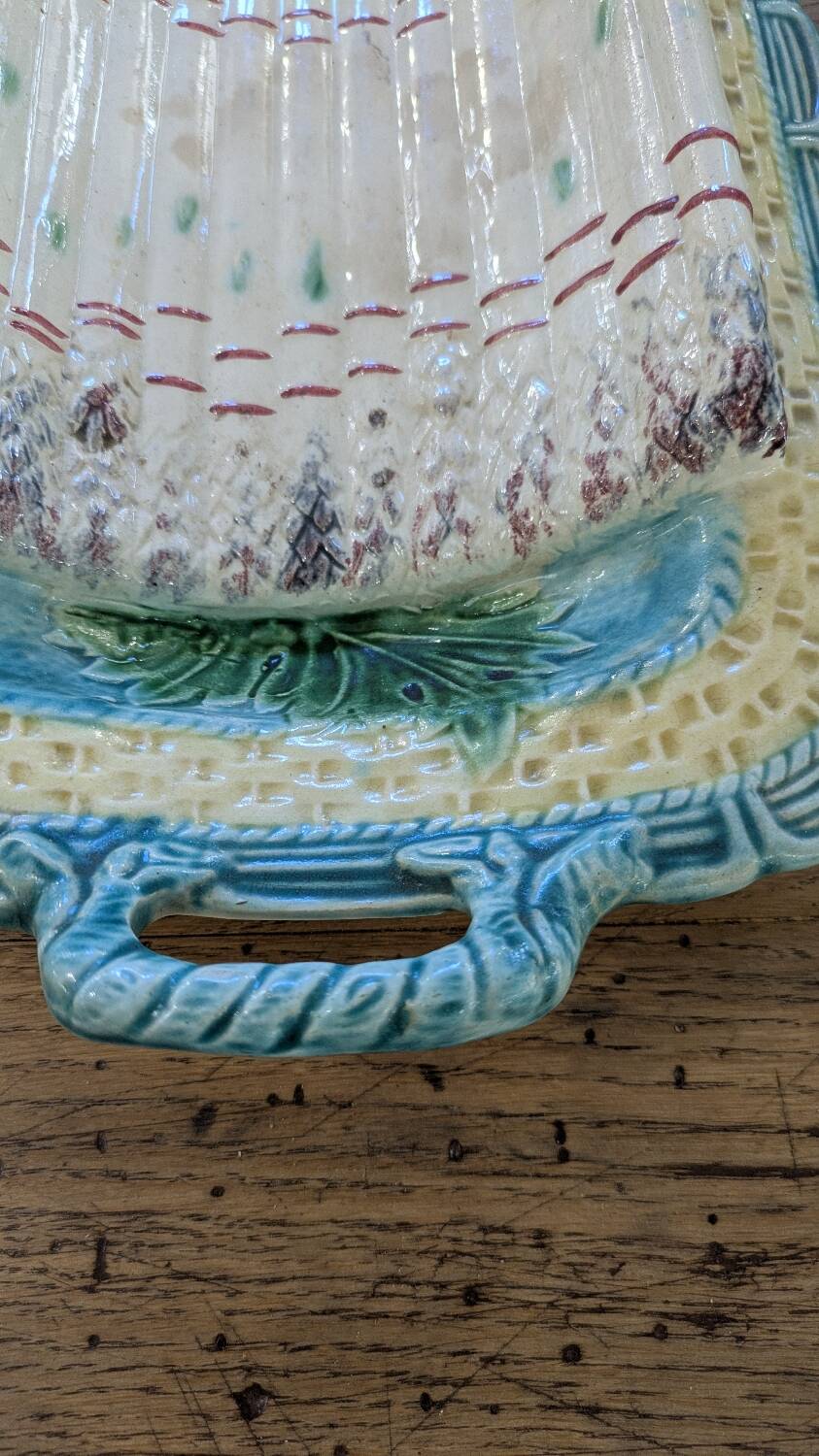 19th century majolica asparagus dish