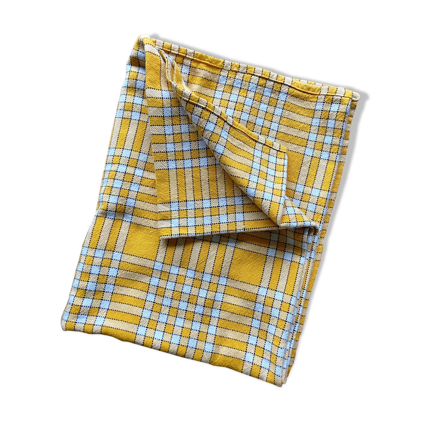 Yellow plaid cotton tablecloth ☐ 140 x 175 cm