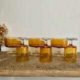 6 vintage LUMINARC amber glasses