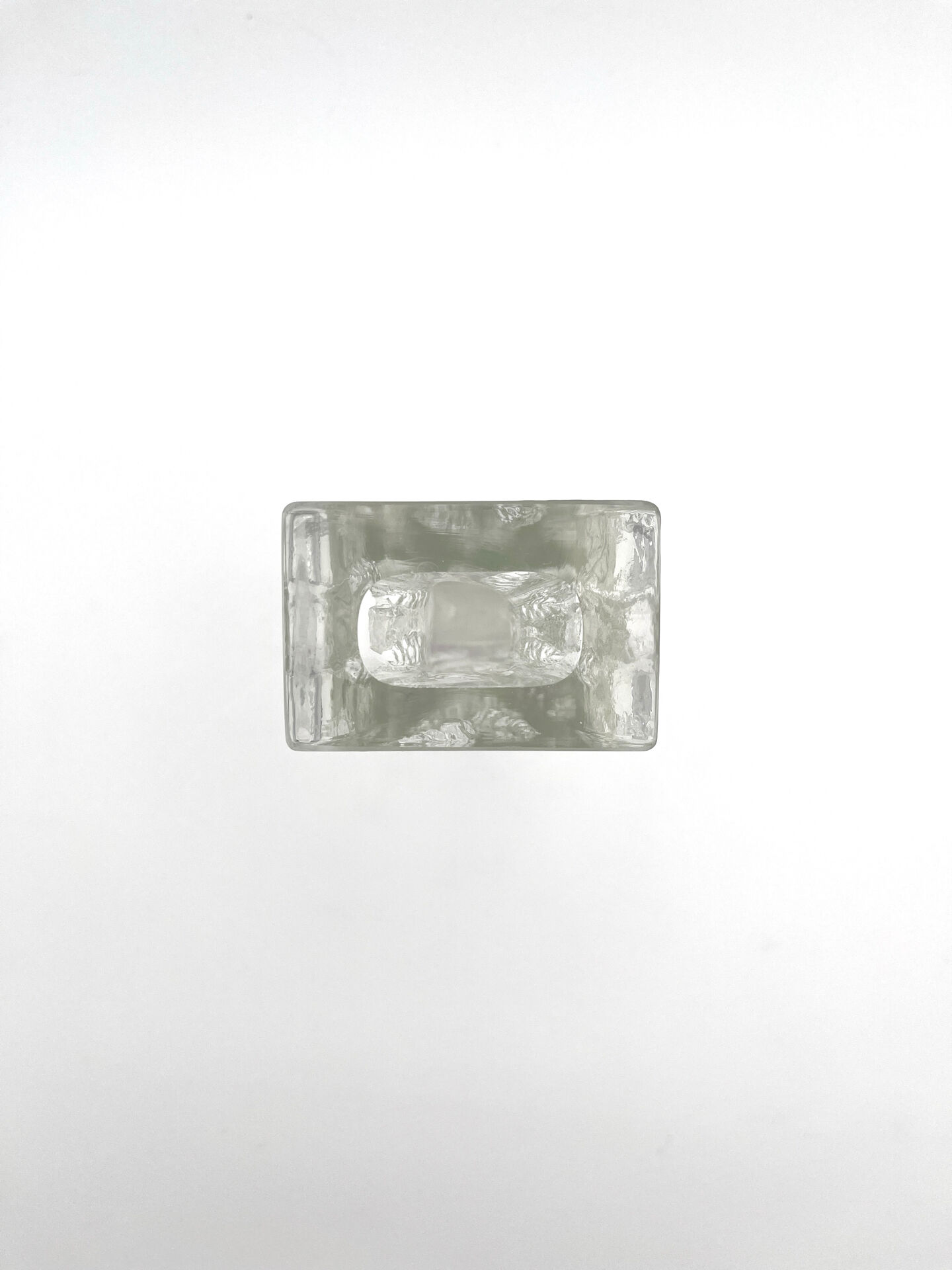 Brutalist Vase Ingrid Glashütte 3085 Transparent Glass 70s