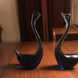 pair of murano glass swans eighties '80 vintage