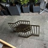 Rectangular glass dining table with brass legs, 1970s.