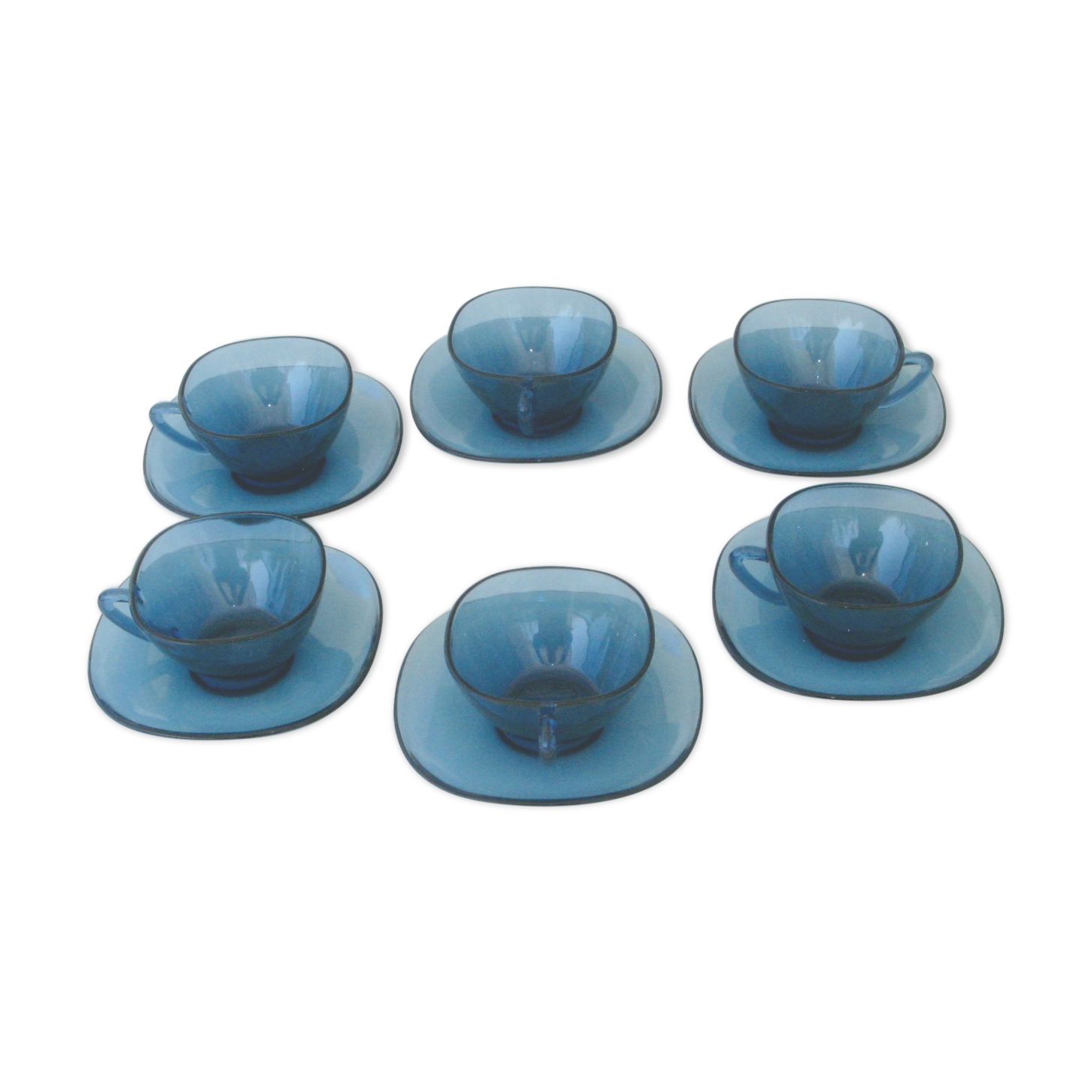 VERECO Coffee Set - Vintage Blue - 6 cups and 6 under cups