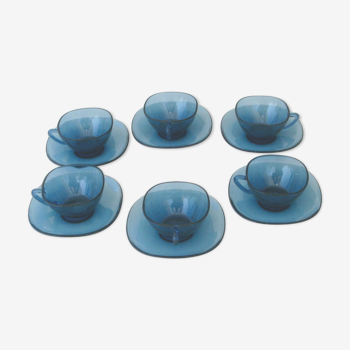 VERECO Coffee Set - Vintage Blue - 6 cups and 6 under cups