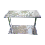 Desserte console vintage design chrome verre fumé année 70