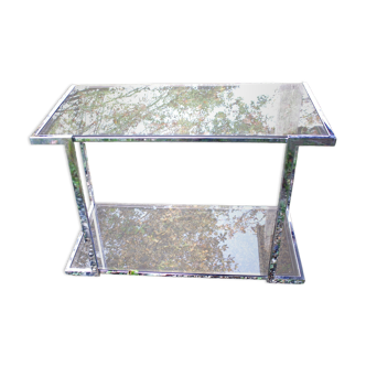 Vintage design console table, chrome and smoked glass, 1970s