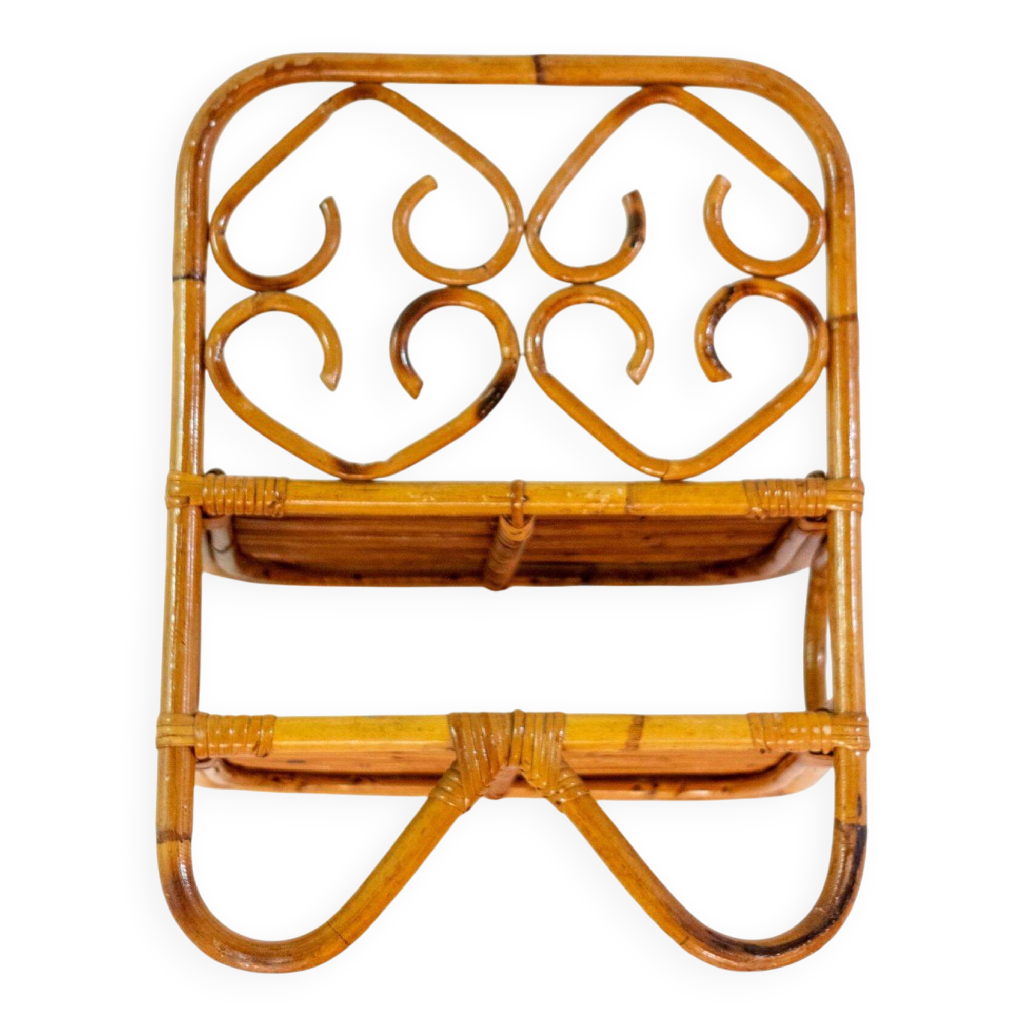 Étagère en bambou et rotin de style mid-century italien, années 1960