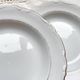7 French Winterling BAVARIA white and gold porcelain soup plates