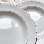7 French Winterling BAVARIA white and gold porcelain soup plates