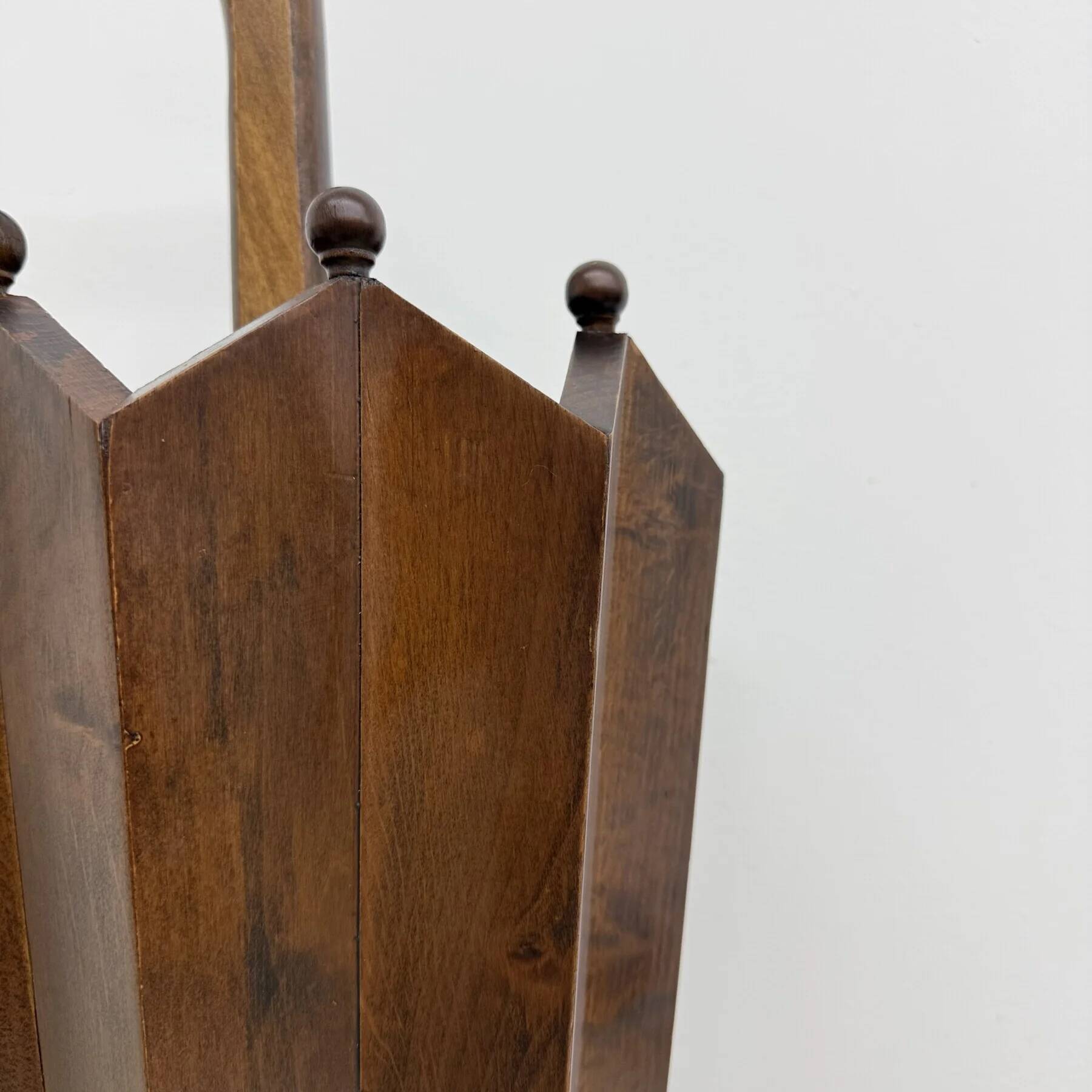 Art Deco chestnut wooden umbrella stand, France 1930s
