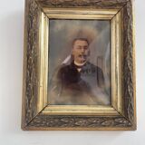 Portrait, photographie, ambrotype, peint à la main, XIXème, signé EV, daté 1881, verre bombé