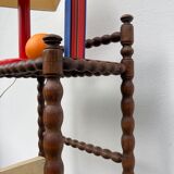 Vintage rectangular turned wooden bedside table