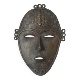 Wall mask sculpture African art brass vintage ethnic tribal handcrafted