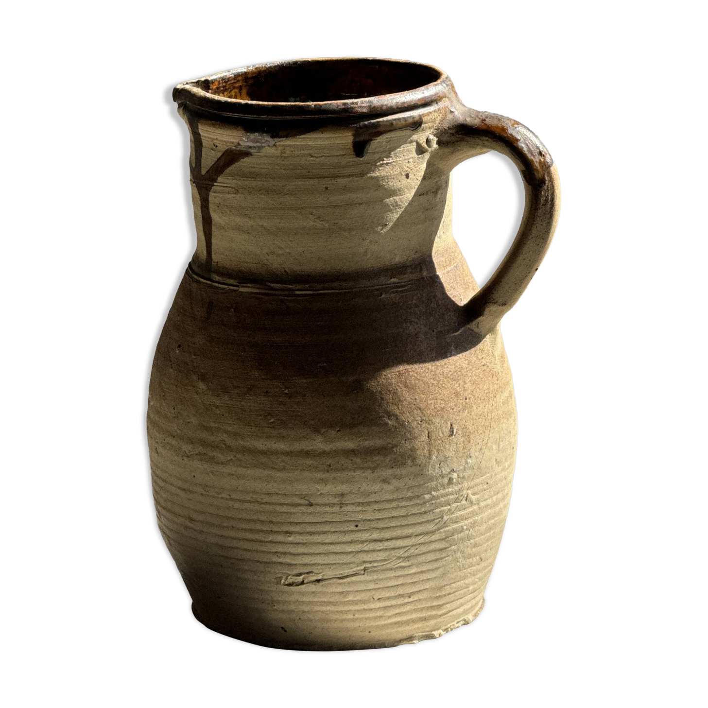 Old beige matte terracotta carafe H24 L16