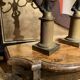 Ancient Italian pedestal, gilded carved wood, faux yellow Siena marble, 19th century.
