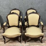 Series of 4 Napoleon III period armchairs in mahogany circa 1850