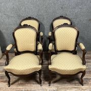 Series of 4 Napoleon III period armchairs in mahogany circa 1850
