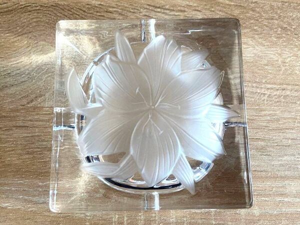 Gros Cendrier en Cristal Massif France J.G. Durand Design Moderne Art Déco Loft