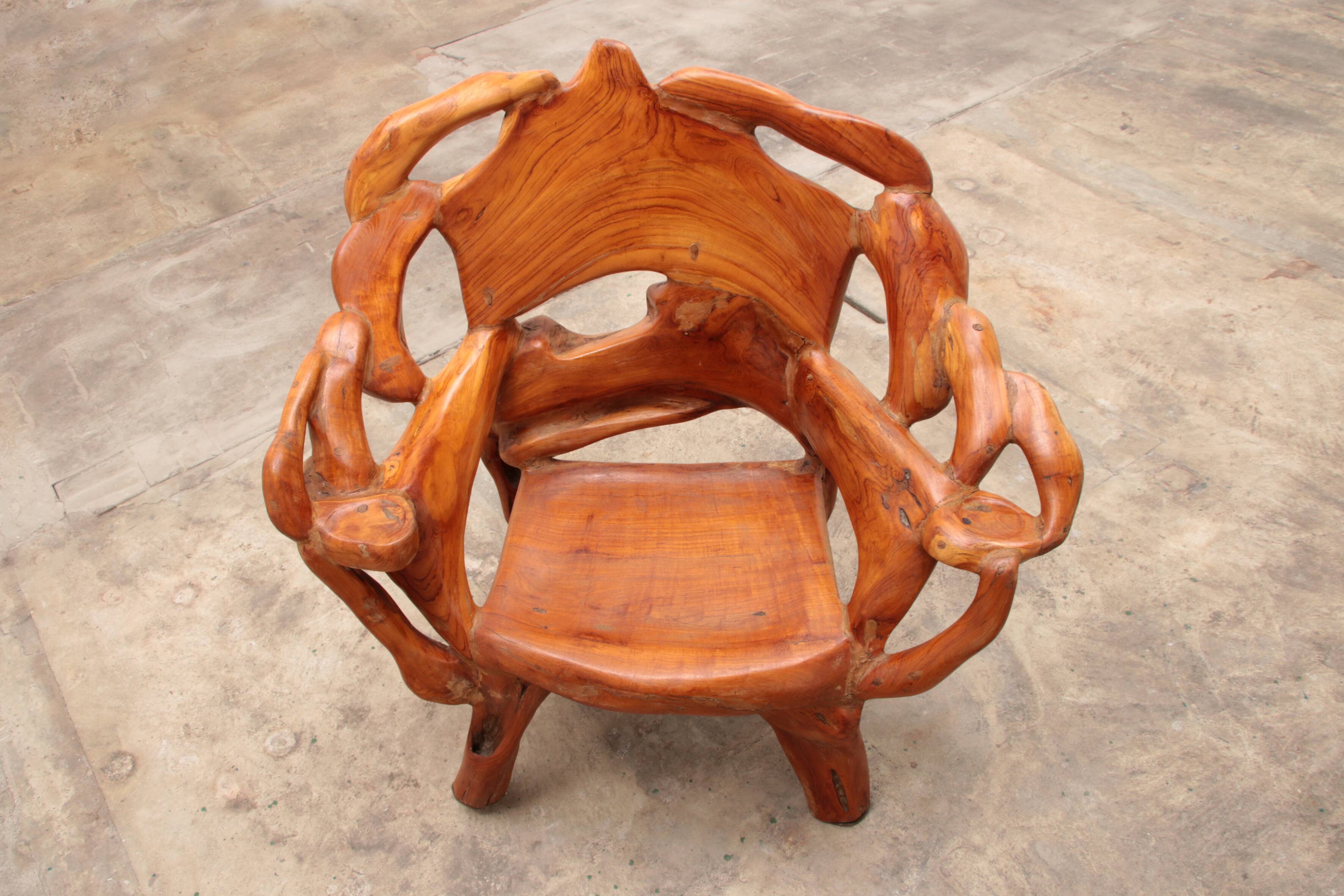 Robust armchair made of recycled wood