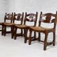 Set of 4 1950s chairs in oak with woven seats.