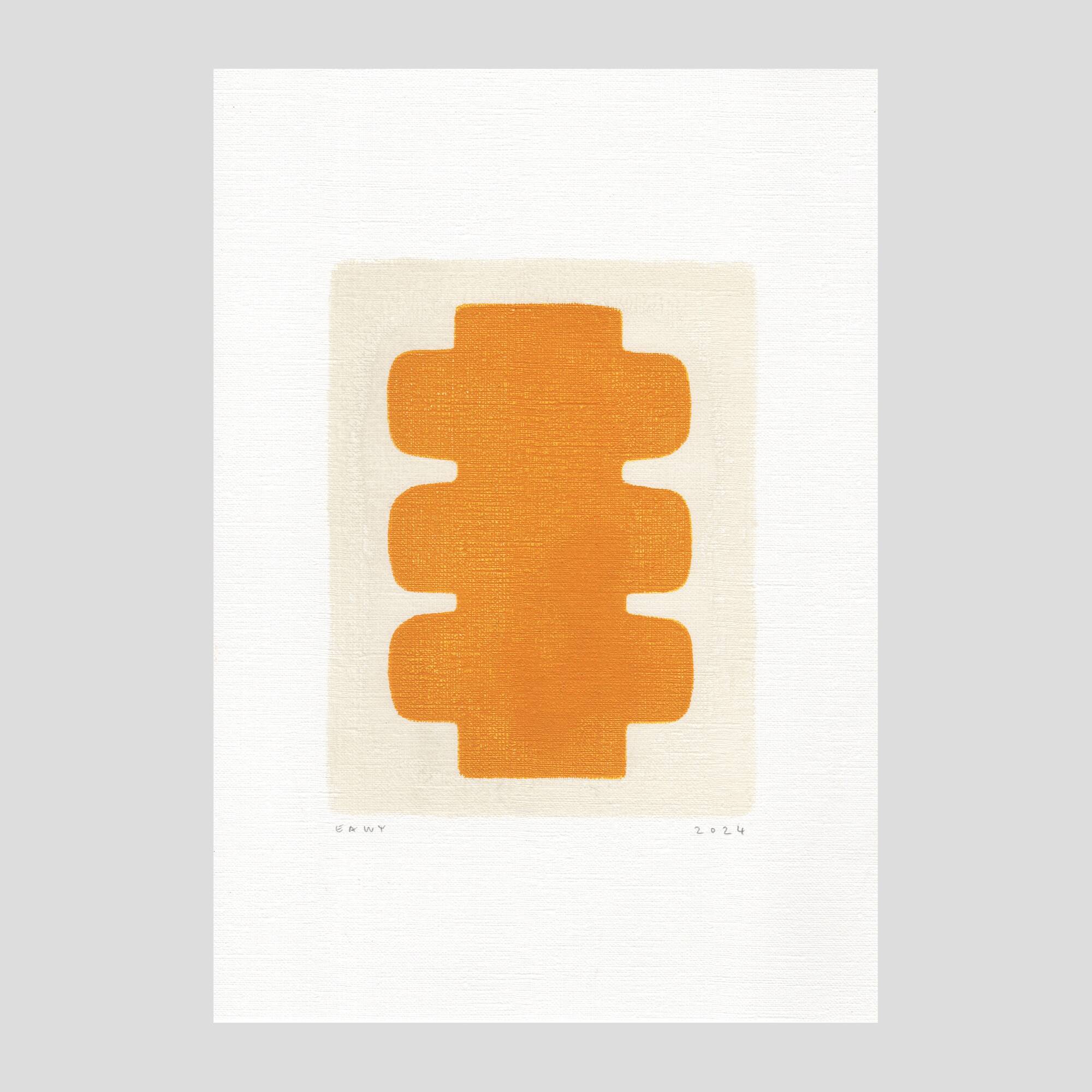 Painting on paper "NUX" saffron yellow signed Eawy