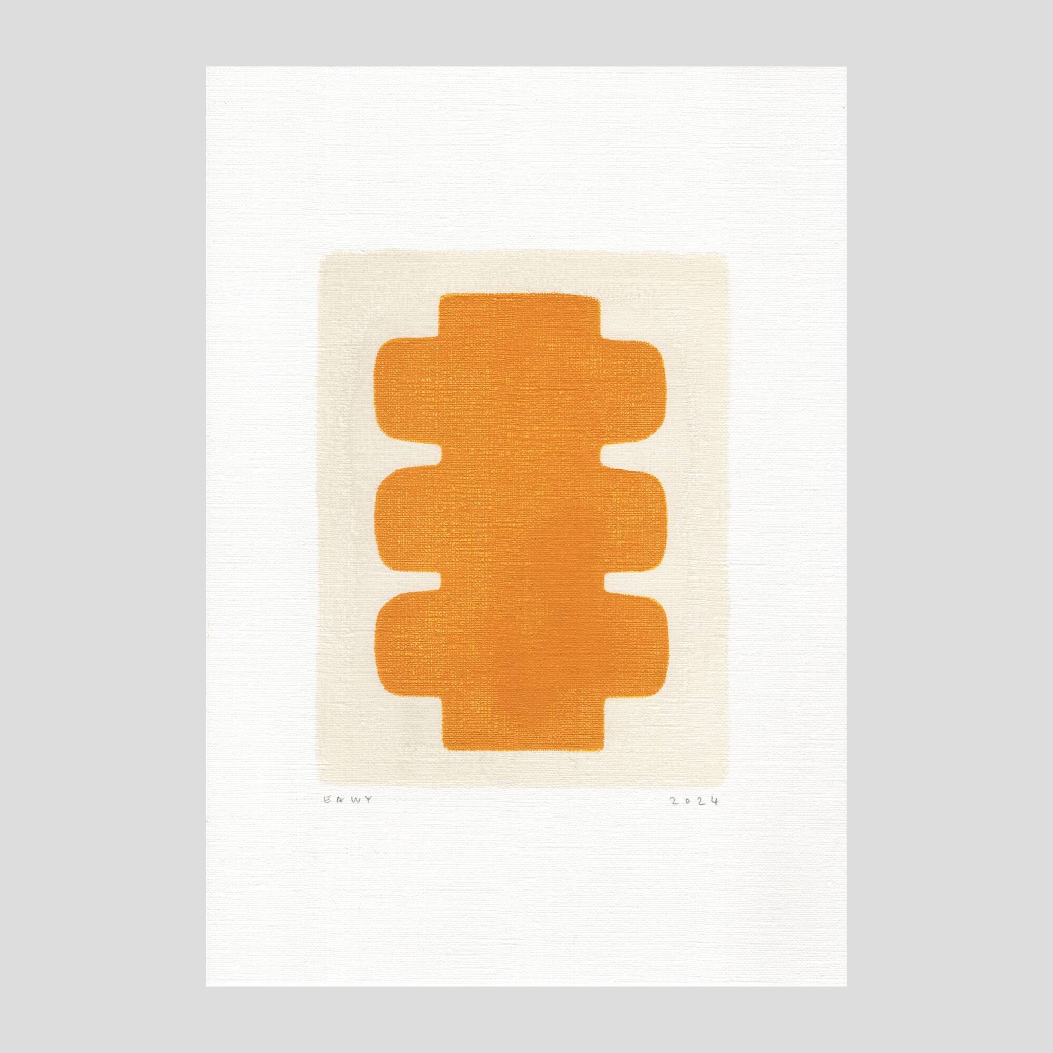Peinture sur papier "NUX" jaune safran signée Eawy