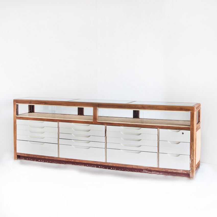Vintage shop counter with window, Spain 1960