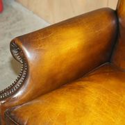 Victorian restored George II style high-back leather canapé