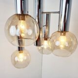 Vintage glass globe chandelier, 1970s