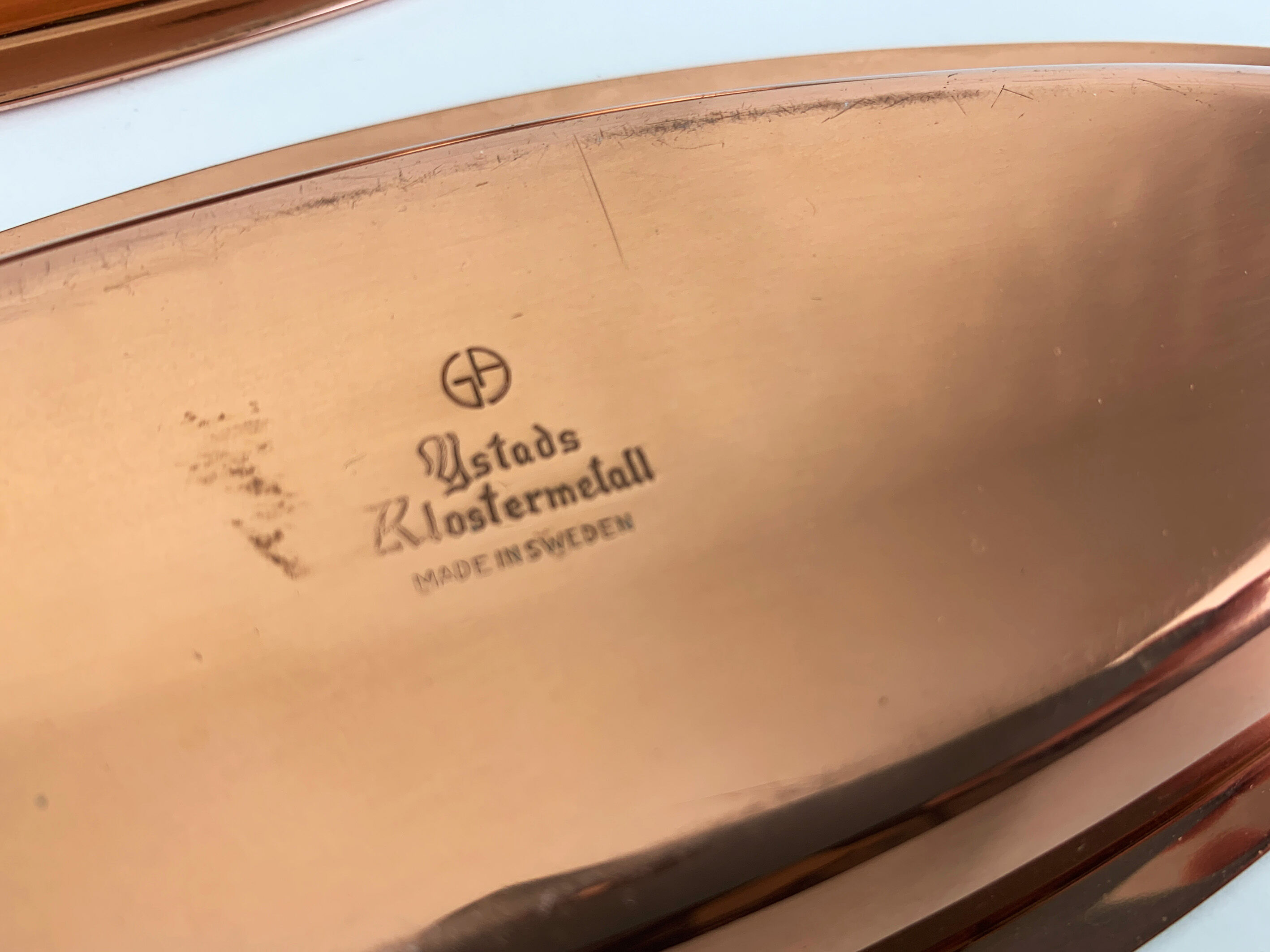 Pair of scandinavian copper cups or bowls ystad metall, design gunnar ander, sweden