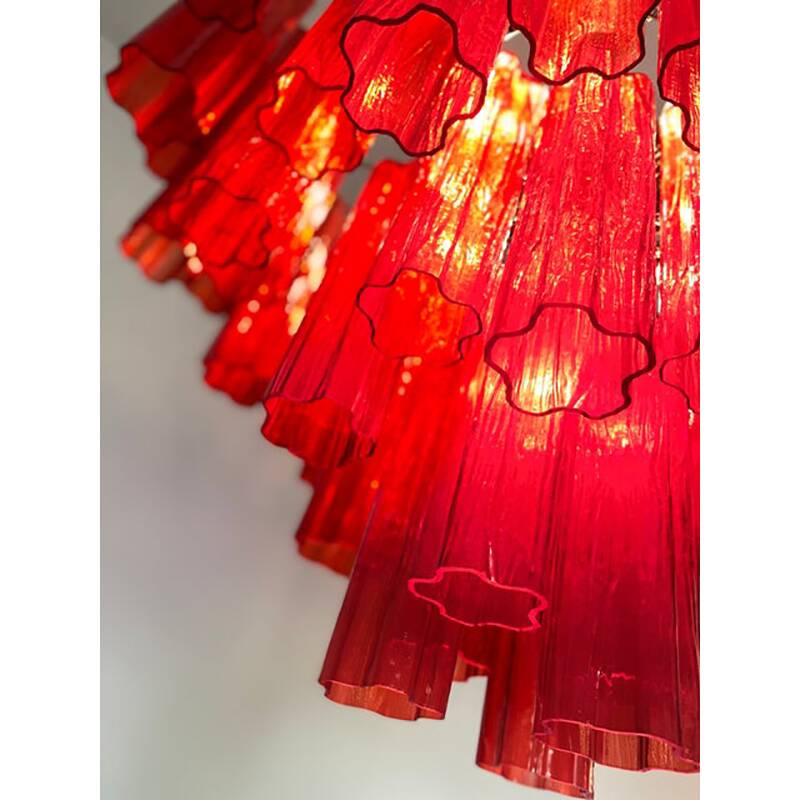 Red "Campari" Color Chandelier in Glass