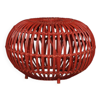 Mid-Century Wicker & Rattan Ottoman attributed to Franco Albini, Italy, 1950s