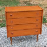 Scandinavian style 4-drawer teak chest of drawers, 1970s
