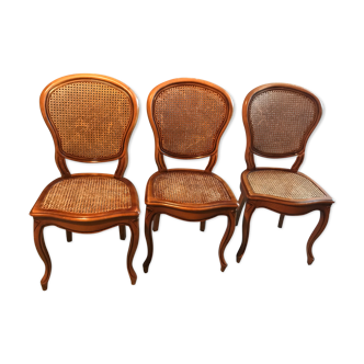 Regency-style canne chairs, set of 3