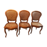 Lot de 3 chaises cannées style Régence