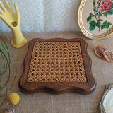 Wooden flat bottom and vintage cannage