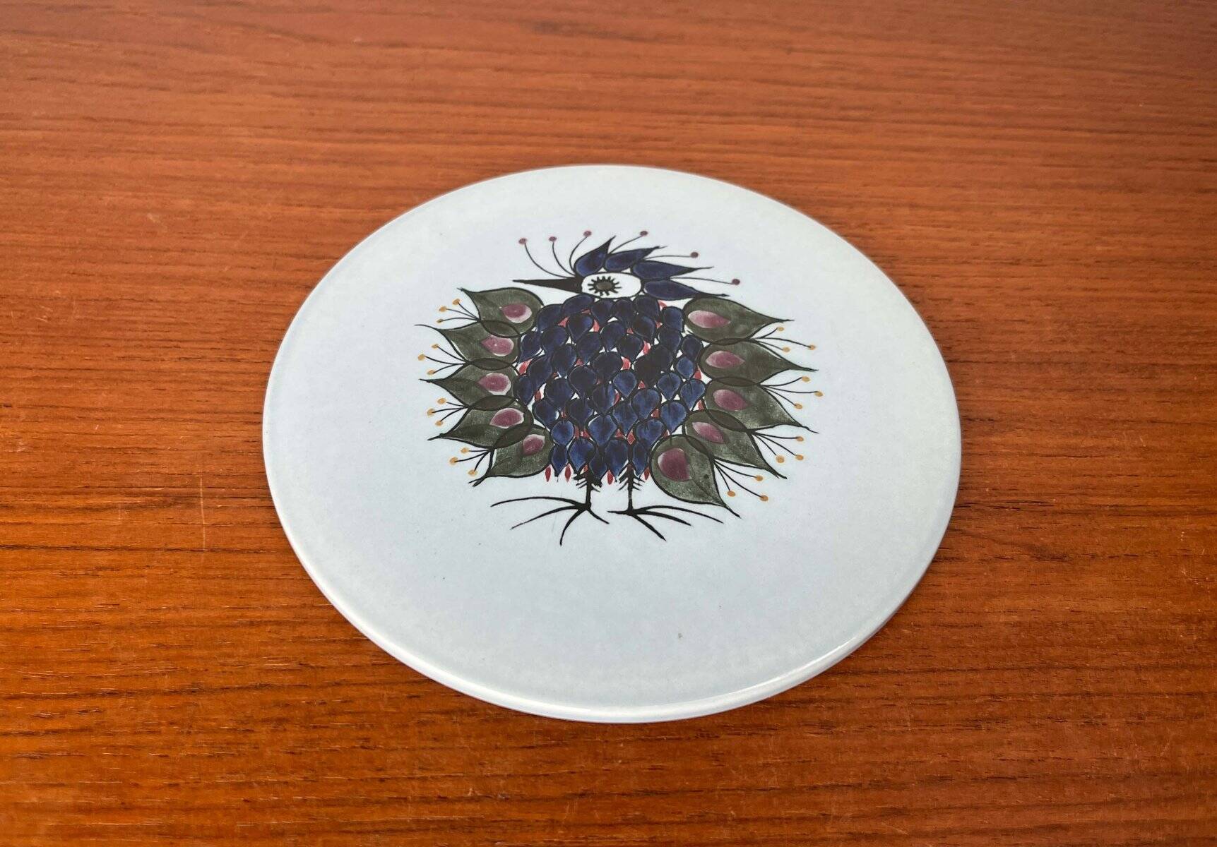 Mid-Century Modern Danish design plate Crazy Bird by Beth Breyen for Royal Copenhagen