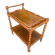 Vintage wooden turned rolling dessert trolley, removable tray.