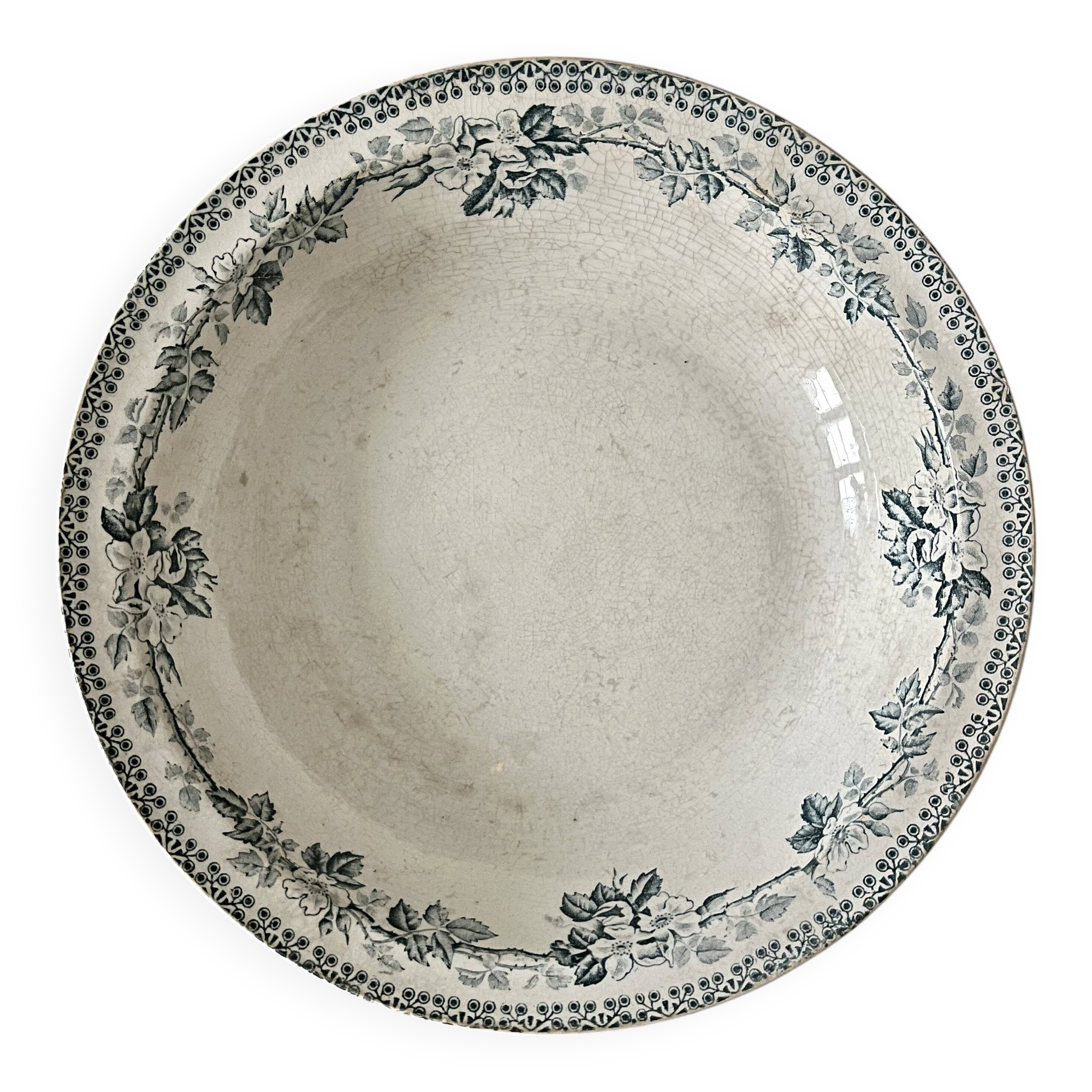 Shallow round plate from Saint Amand ironstone.