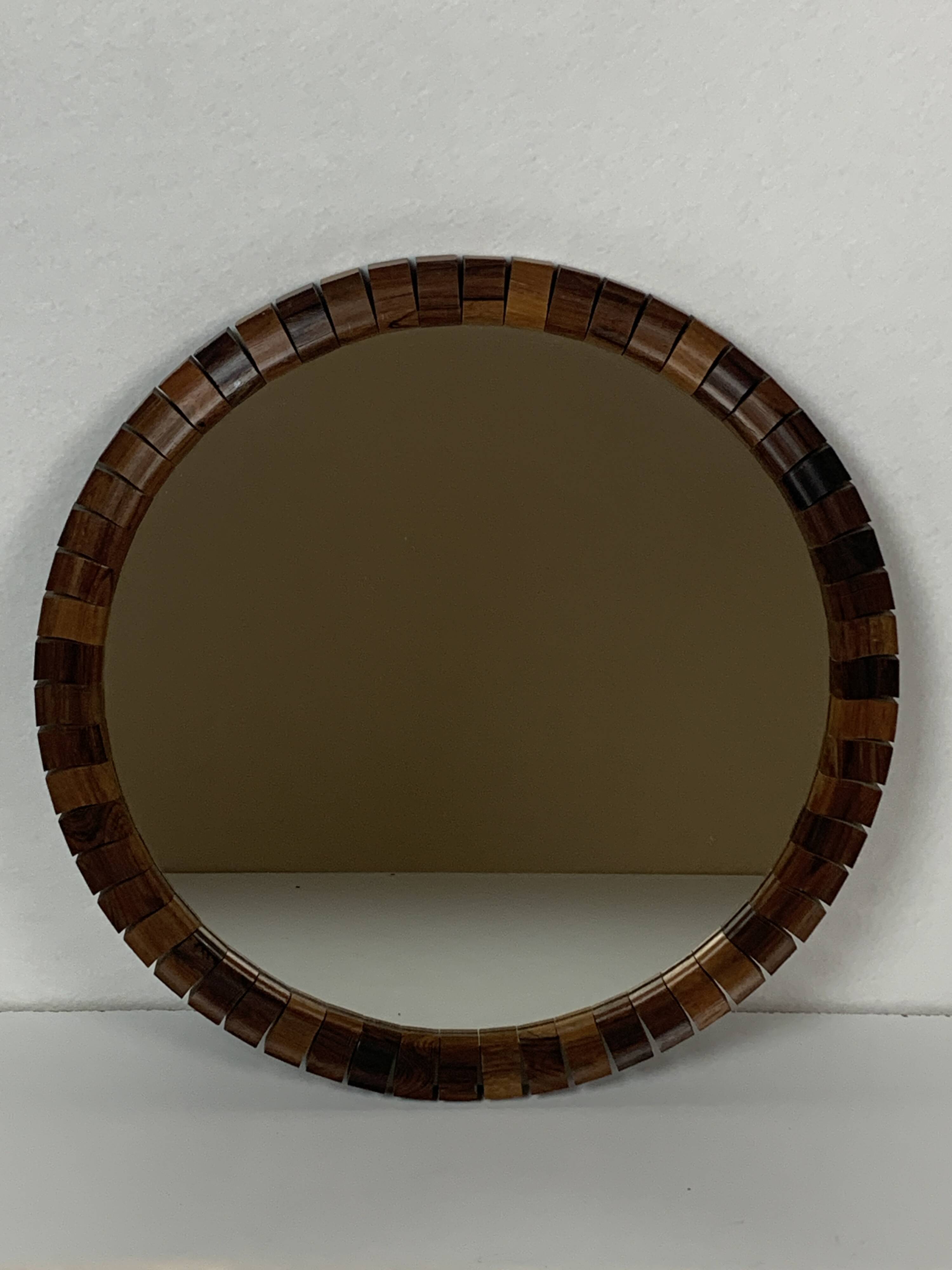 Pair of Danish midcentury teak rosewood cube mirrors, 1960s