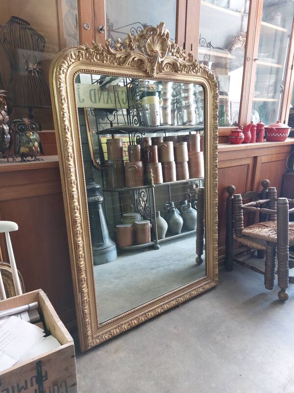 Miroir Louis XV en bois doré époque 19ème -1m63