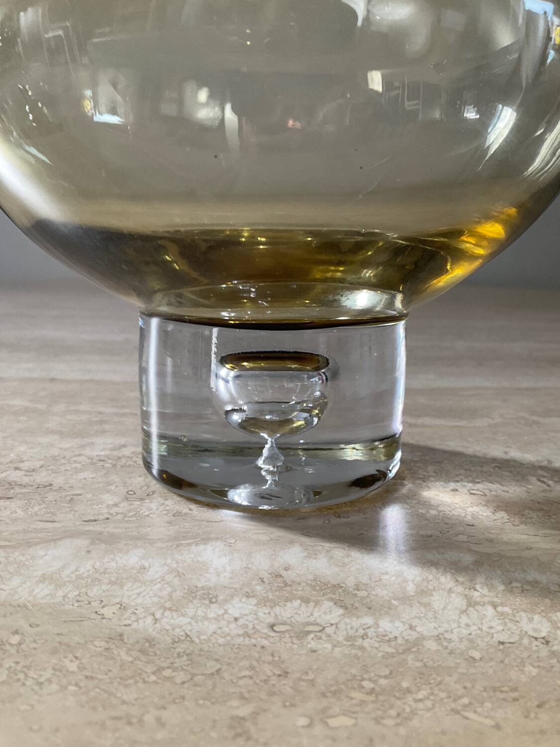 Vintage Krosno amber glass hanging bubble vase