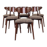Scandinavian dining chairs in mocha brown, set of 6.