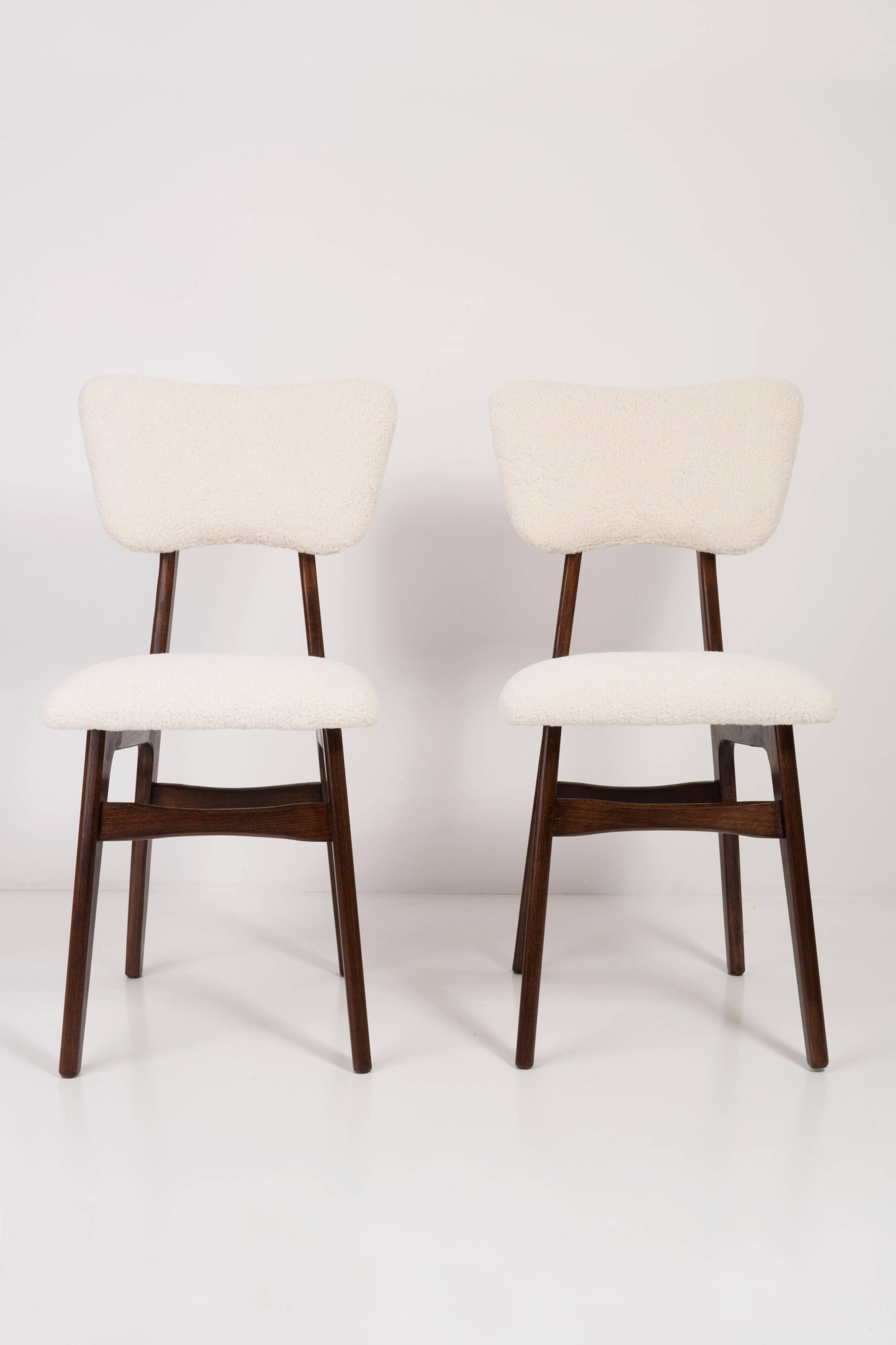 Mid-century modern chair in light cream boucle, 1960s
